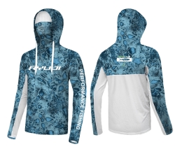 Ryuji UV Performance Hoodie Shirt+Neck Blue Reef Boyunluklu T-Shirt - Ryuji